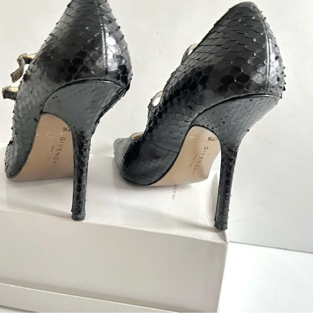 Givenchy black python Mary Jane heels 37.5